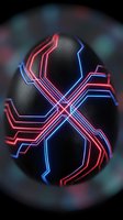 Futuristic neon spider silhouette with glowing red and blue electric lines on dark background for cyberpunk gaming and tech design projects.