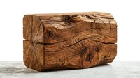 Rustic weathered wooden beam with natural grain patterns and cracks isolated on white background for carpentry and construction projects.