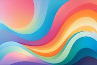 Vibrant flowing waves in rainbow colors create dynamic abstract background with smooth gradients and curved lines. Modern design for presentations and branding.