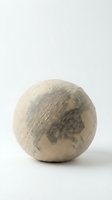 Natural linen fabric sphere on white background, minimalist home decor accent piece for modern interior design and styling projects.