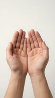 Two open hands cupped together in receiving gesture against neutral background, symbolizing hope, prayer, giving, charity, support and assistance.