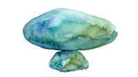 Watercolor mushroom in shades of blue and green, isolated on white background. Suitable for design projects, children's illustrations, and creative compositions.