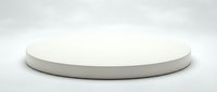Minimalist white round platform podium stage for product display presentation on clean neutral background for commercial advertising and marketing.
