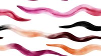 Watercolor wavy stripes in pink, burgundy, orange and black on white background create seamless pattern. Abstract artistic design for fabric, wallpaper and textile prints.