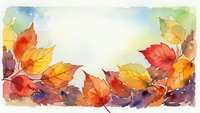 Watercolor autumn leaves border with vibrant fall foliage in orange, red and yellow colors creating decorative frame on white background for seasonal designs.