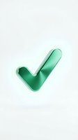Green glossy checkmark symbol isolated on white background for approval, success and confirmation concepts in business and web design.