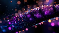 Abstract purple and pink glittering particles flowing in cosmic wave with bokeh lights on dark background for digital art and luxury design projects.