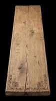 Rustic wooden plank with carved decorative borders and natural grain texture, isolated on transparent background. Ready for design use in digital crafts, print-on-demand products, and sublimation projects.