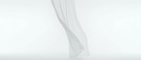 Flowing white fabric curtain with elegant drape movement on light background for interior design and home decor projects.