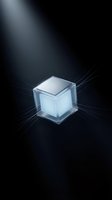 Glowing translucent cube with luminous energy rays on dark background, isolated for technology, innovation, and digital design projects.