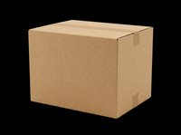 Closed brown cardboard shipping box isolated on transparent background, ready for T-shirt design, stickers, clipart, print on demand, and sublimation projects.