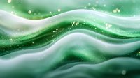 Abstract green and white wavy background with sparkling bokeh effect and flowing curved lines creates dynamic motion and ethereal atmosphere.