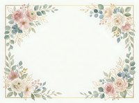 Vintage floral frame with roses, peonies, and eucalyptus leaves in soft pink, cream, and sage tones on neutral background. Suitable for invitations and stationery.