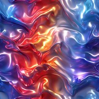 Abstract fluid art background with vibrant red, blue and orange swirls creating dynamic flowing pattern. Metallic luminous effect adds depth and movement.