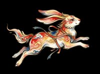 Decorative rabbit with ornate swirling patterns in warm tones, isolated on transparent background. Ready for t-shirts, stickers, clipart, sublimation and print-on-demand designs.