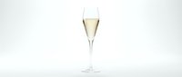 Elegant champagne flute filled with sparkling wine on a clean white background, perfect for celebration, luxury event, and beverage concepts.