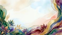 Colorful floral watercolor border with flowing ribbons and blooming flowers in vibrant hues, isolated on white background for design projects.