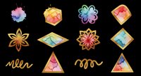 Watercolor geometric shapes and decorative elements isolated on transparent background, ready for t-shirt design, clipart, stickers, sublimation and print-on-demand projects.
