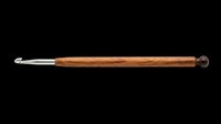 Wooden handle latch hook tool with metal shaft and ball end, isolated on transparent background. Ready for crafting, needlework design projects, and print-on-demand products.
