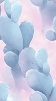 Soft blue cactus pads against dreamy pink background create gentle desert botanical pattern, suitable for fashion and home decor designs.