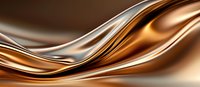 Luxurious flowing copper and silver metallic waves create dynamic abstract background with smooth glossy texture and elegant curved lines for modern design projects.