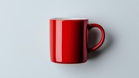 Bright red ceramic coffee mug isolated on light gray background. Clean minimalist design with glossy finish and classic curved handle for modern lifestyle photography.