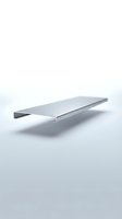 Modern silver aluminum metal shelf bracket floating on white background for minimalist interior design and home organization solutions.