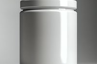 White cylindrical container with screw-on lid isolated on gradient background, ready for product mockup and packaging design. Clean minimalist style presentation.