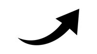 Upward curved arrow symbol representing growth, success, and positive business momentum on isolated white background.