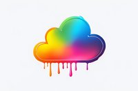 Rainbow colored cloud shape with dripping paint effect on white background, modern gradient design element for creative projects.