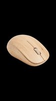 Wooden computer mouse with natural light wood finish, isolated on transparent background, ready for design use on t-shirts, clipart, stickers, and print-on-demand products.