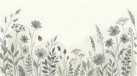 Delicate wildflower meadow border with gray botanical elements on cream background, seamless pattern design for wallpaper, fabric and home decor projects.