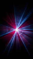 Radiant light rays burst from center in vibrant red and blue neon colors against dark background. Use for technology, energy, innovation, abstract backgrounds, presentations, digital design.
