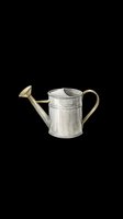 Watercolor metal watering can with brass spout and handle, isolated on transparent background, ready for t-shirt design, stickers, clipart, and print on demand.