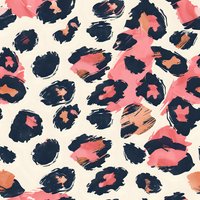 Coral and navy leopard print pattern with brushstroke texture on cream background. Seamless repeat design for fashion, textiles, and surface pattern projects.