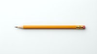 Yellow wooden pencil with eraser and metal ferrule on white background, suitable for education, writing, art, and office design projects.