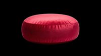 Burgundy round floor cushion isolated on transparent background, ready for interior design, home decor mockups, furniture catalogs, e-commerce product displays, and digital design projects.