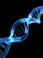 Glowing blue DNA helix structure on black background with luminous particles and genetic code visualization for science and medical research concepts.