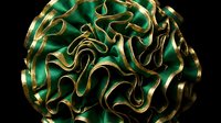 Emerald green and gold brain sculpture with intricate neural pathways and organic flowing patterns, symbolizing intelligence, creativity, and cognitive function for medical, educational, and conceptual design projects.