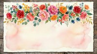 Watercolor floral border with red, pink, and orange roses, green foliage, and soft blush washes on cream background. Perfect for wedding invitations, greeting cards, and stationery design projects.