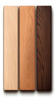 Three wooden planks showing different natural wood grain textures and colors from light beige to dark brown, arranged vertically on white background.