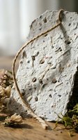 Artisanal seeded bread slice with twine and dried herbs on wooden surface, showcasing rustic bakery craftsmanship and wholesome grain ingredients for food styling.