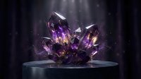 Purple amethyst crystal cluster with magical glowing light effects on dark background for fantasy gaming and mystical design projects.