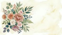 Vintage floral arrangement with roses, peonies, and greenery on cream background. Watercolor botanical illustration suitable for wedding invitations, greeting cards, and home decor.