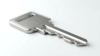 Blank metal key isolated on white background, ready for custom design, branding, or clipart use for security and access concepts.