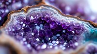 Stunning amethyst geode with vibrant purple crystals and natural brown agate rim. Perfect for jewelry design, healing arts, and mineral collection displays.