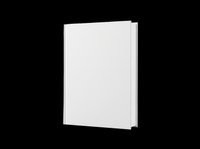 Blank hardcover book with white pages isolated on transparent background, ready for cover design, print-on-demand projects, publishing mockups, and digital design applications.