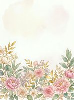 Watercolor floral border with pink peonies, roses, and golden foliage on white background. Isolated design element suitable for wedding invitations, greeting cards, and stationery projects.