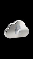 Metallic cloud with padlock icon isolated on transparent background, great for cybersecurity, data protection, tech stickers, T-shirt design, and print on demand.