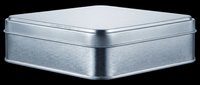 Closed metallic tin box with rounded corners isolated on transparent background, ready for clipart, print-on-demand, sublimation, t-shirt design, and sticker applications.